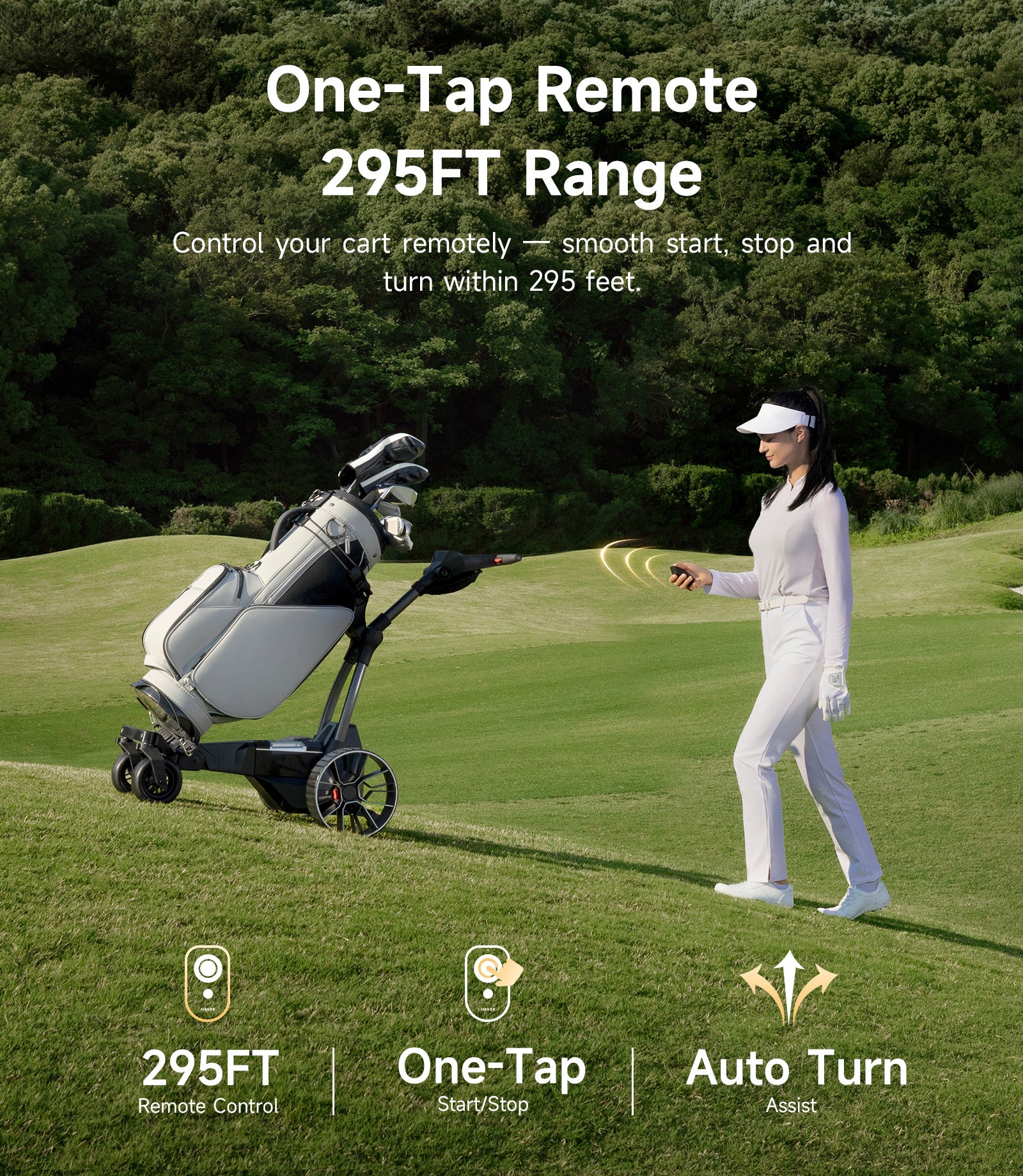 NAVEE Birdie 3 Electric Golf Trolley 36 Hole Battery, Follow Me Electric Golf Push Carts, All Terrain Wheels, Smart Power Assist