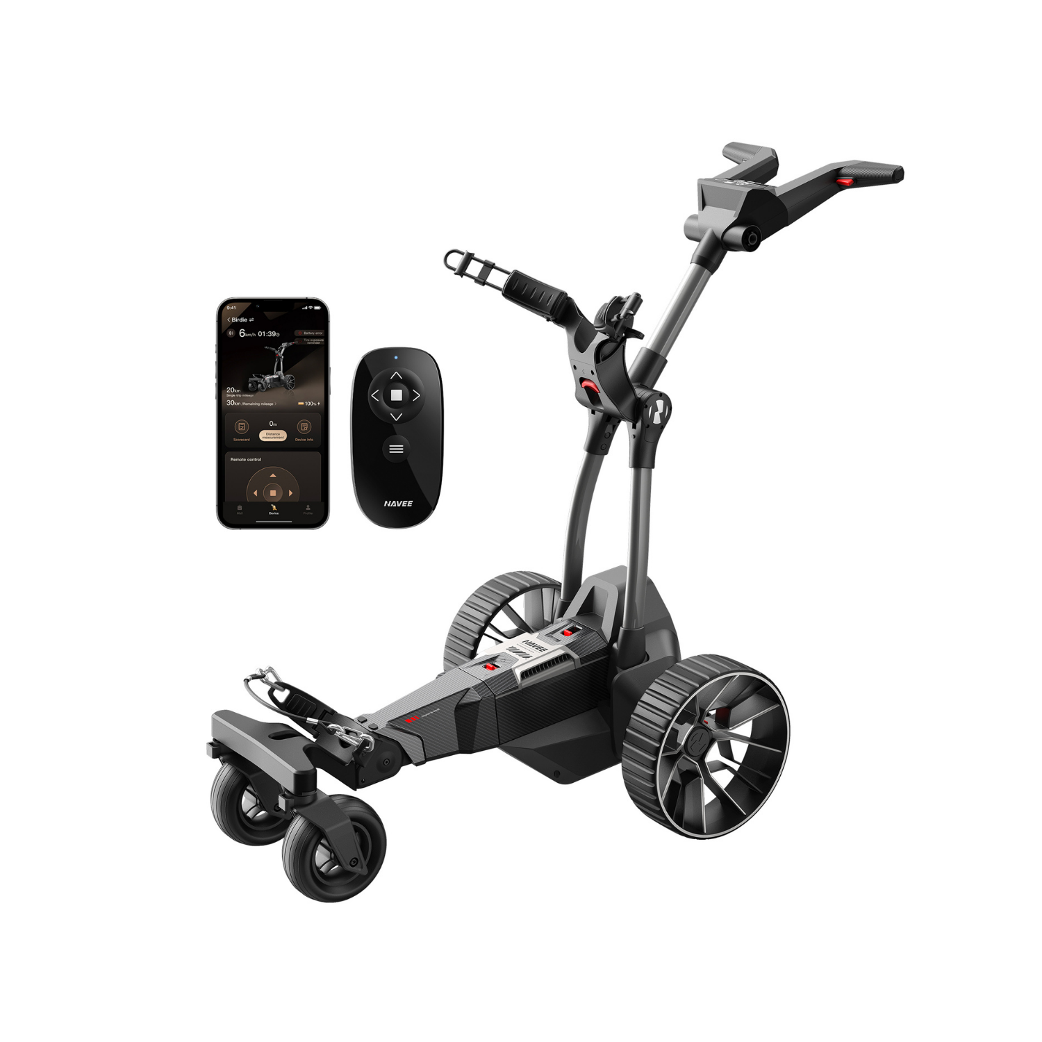 Birdie 3X Auto Follow Electric Golf Cart with Remote, 36 Hole Battery, Follow Me Electric Golf Push Carts, All Terrain Wheels, Smart Power Assist, Super Compact Golf Cart Electric